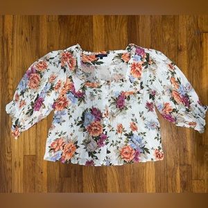 Very bright, lightweight, floral blouse by Rachel Zoe